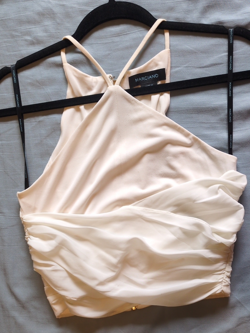 Guess by Marciano Off-White Ruched Draped Crop Top